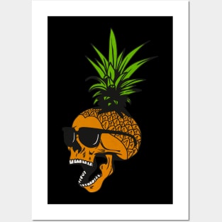 Pineapple, Skull wearing Glasses, Tropical Design Posters and Art